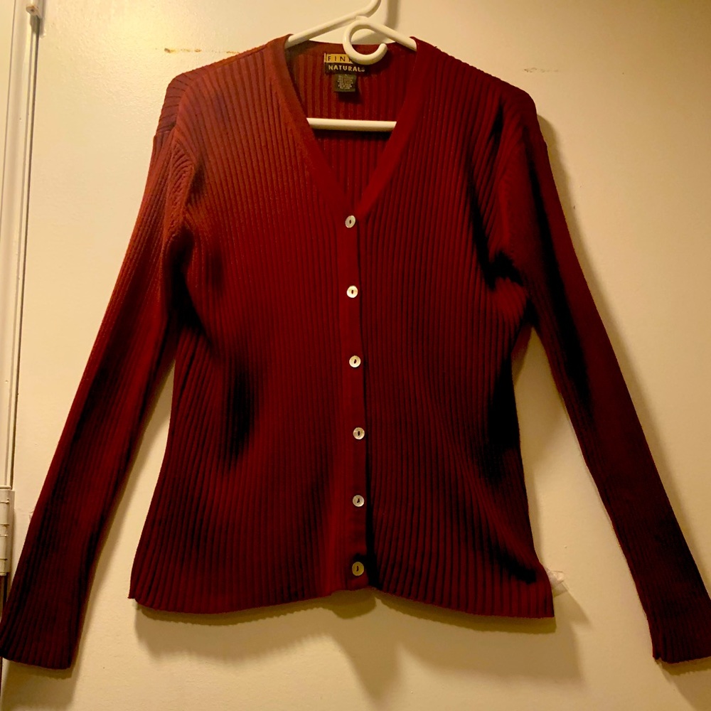 Finity Naturals cardigan - gorgeous ❤️ maroon burgundy cotton blend - Large